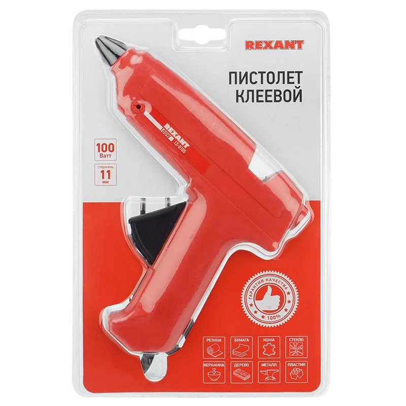 Пистолет клеевой, 100Вт, Ø11мм, без кнопки, блистер REXANT - Фото 3