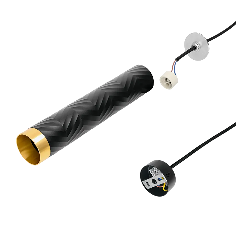 Подвесной светильник WOLTA WSL-GU10/P09BG IP20 под лампу GU10 Чёрный/золото LINEA D55x280 1/20 - Фото 5