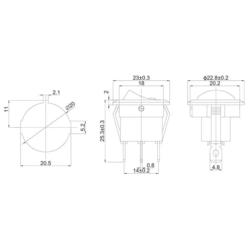 Выключатель клавишный круглый 12V 20А (3с) ON-OFF черный с зеленой подсветкой (RWB-215, MIRS-101Е-8С/D) REXANT - Фото 2