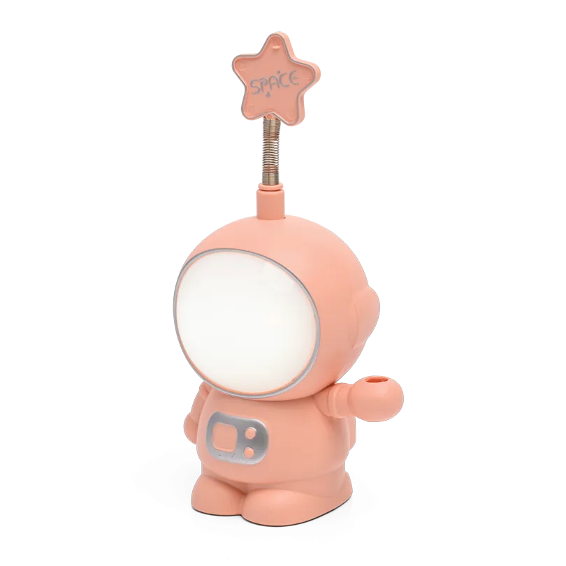 Детский ночник LUMIN'ARTE TL02 теплый белый +RGB КОСМОНАВТ розовый + точилка, аккумуляторный, USB-кабель, 190х90х70 TL02