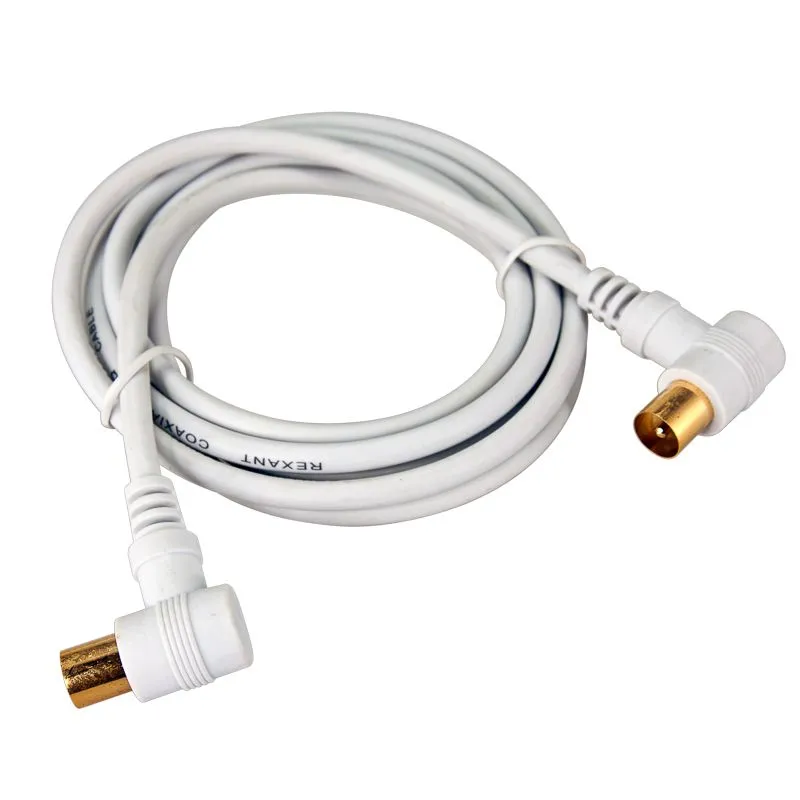 Шнур ТВ штекер - ТВ штекер, угловой, 1,5м, белый REXANT - Фото 3