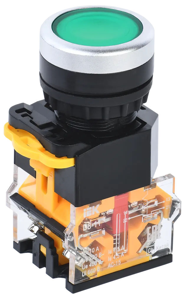 Кнопка управления D8-11 d=22мм 1з+1р зеленая IEK