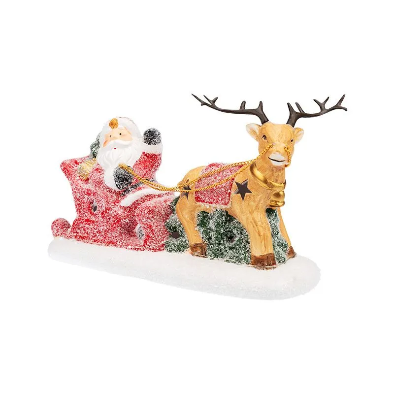 Керамическая фигурка Дед Мороз в санях 30,5х12,2х17,2 см - Фото 3