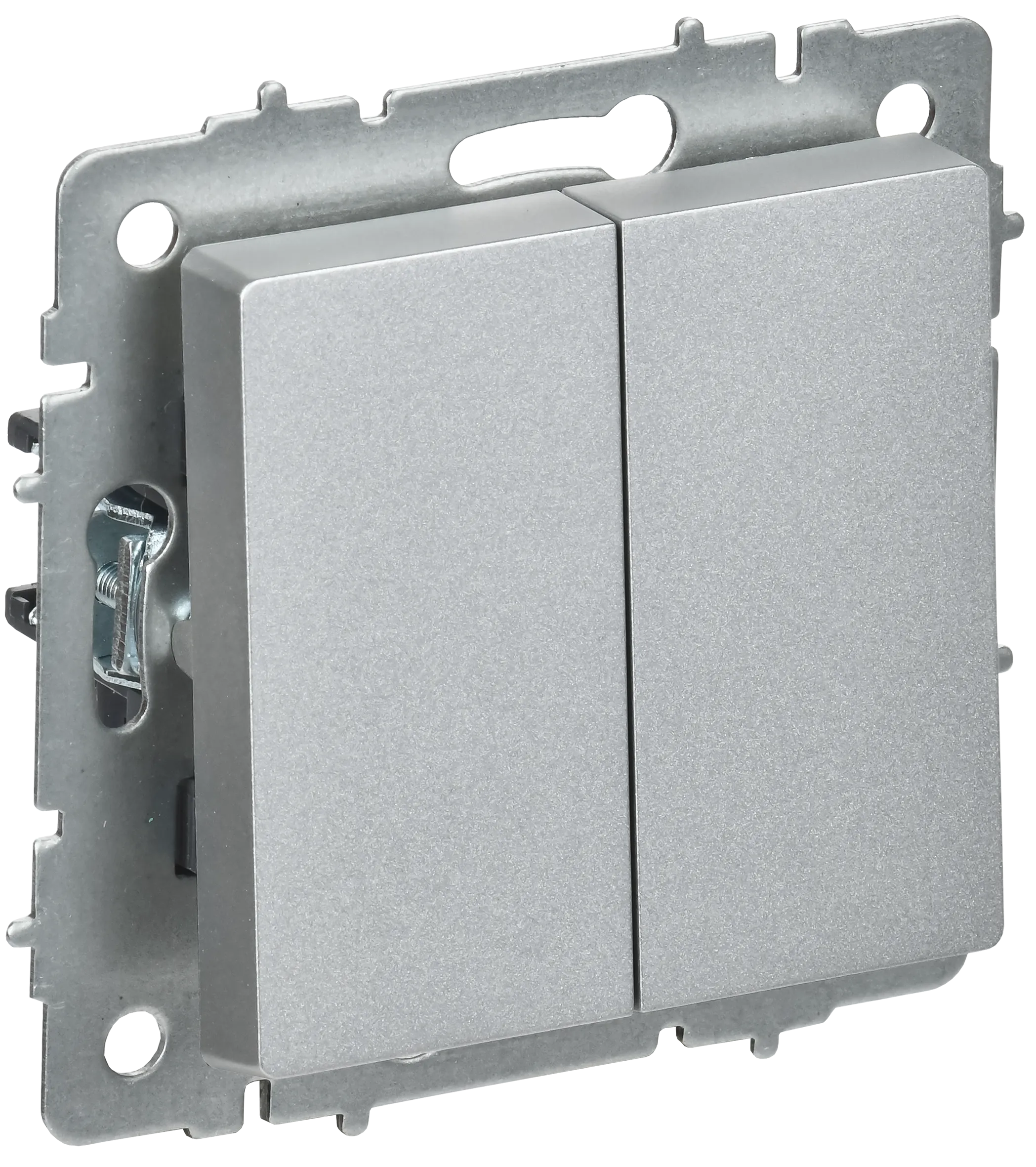 BRITE Выключатель 2-клавишный перекрестный 10А ВС10-2-3-БрА алюминий IEK BR-V23-0-10-K47