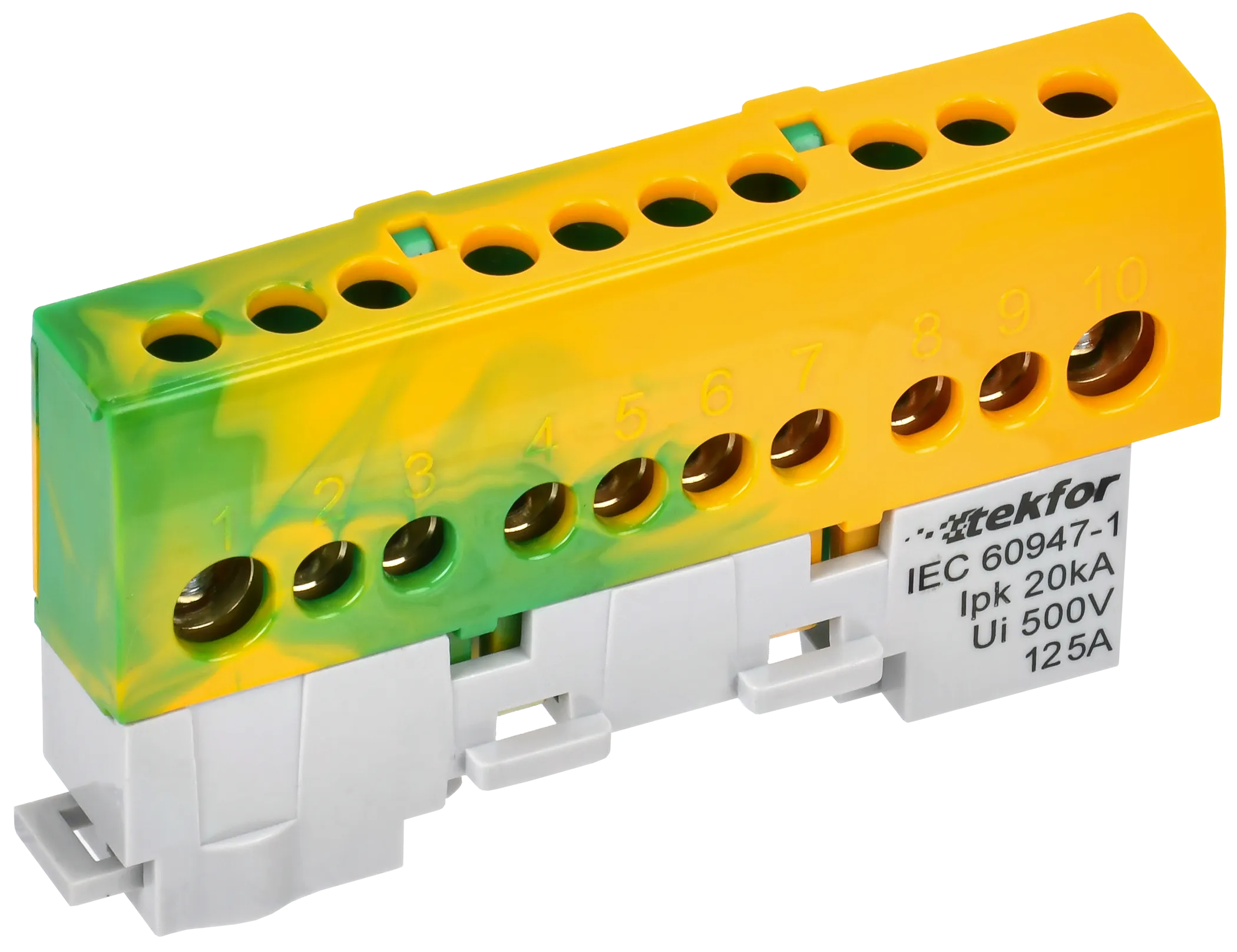 TEKFOR Шина PE "земля" изолированная на универсальном держателе 8х12-10-ЖЗ IEK TF-NN20-10-KL-K52