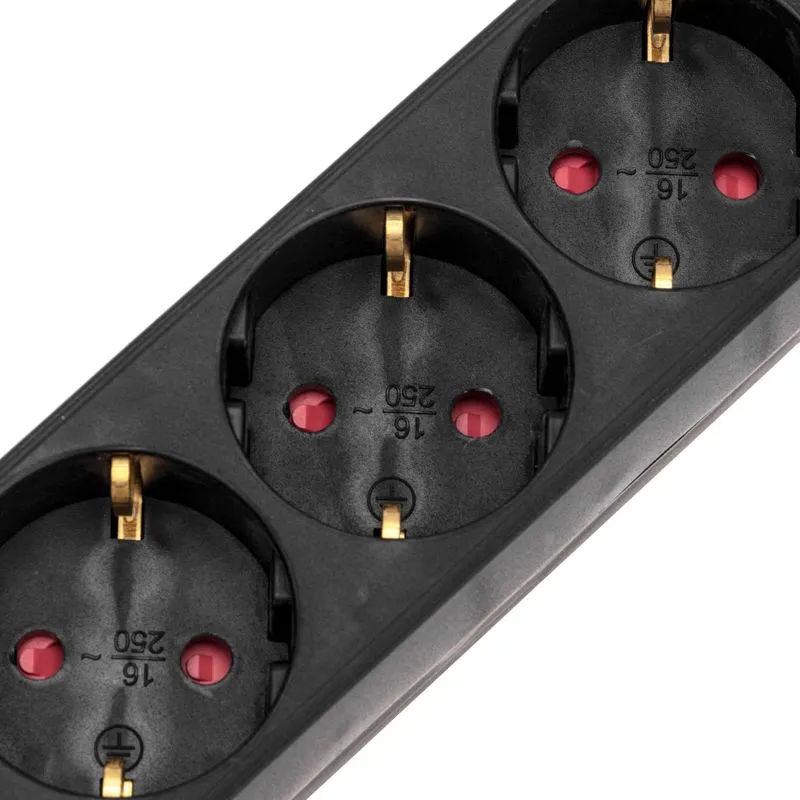 Удлинитель STANDARD 5 гнезд, 3м, 3х1,0мм², с/з, с выключателем, черный REXANT - Фото 4