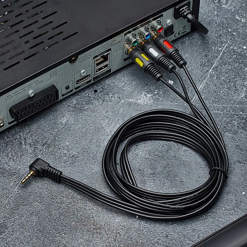 Шнур Стерео 3,5мм 4C - 3 RCA, 1,5м, двухцветный штекер Gold REXANT - Фото 2