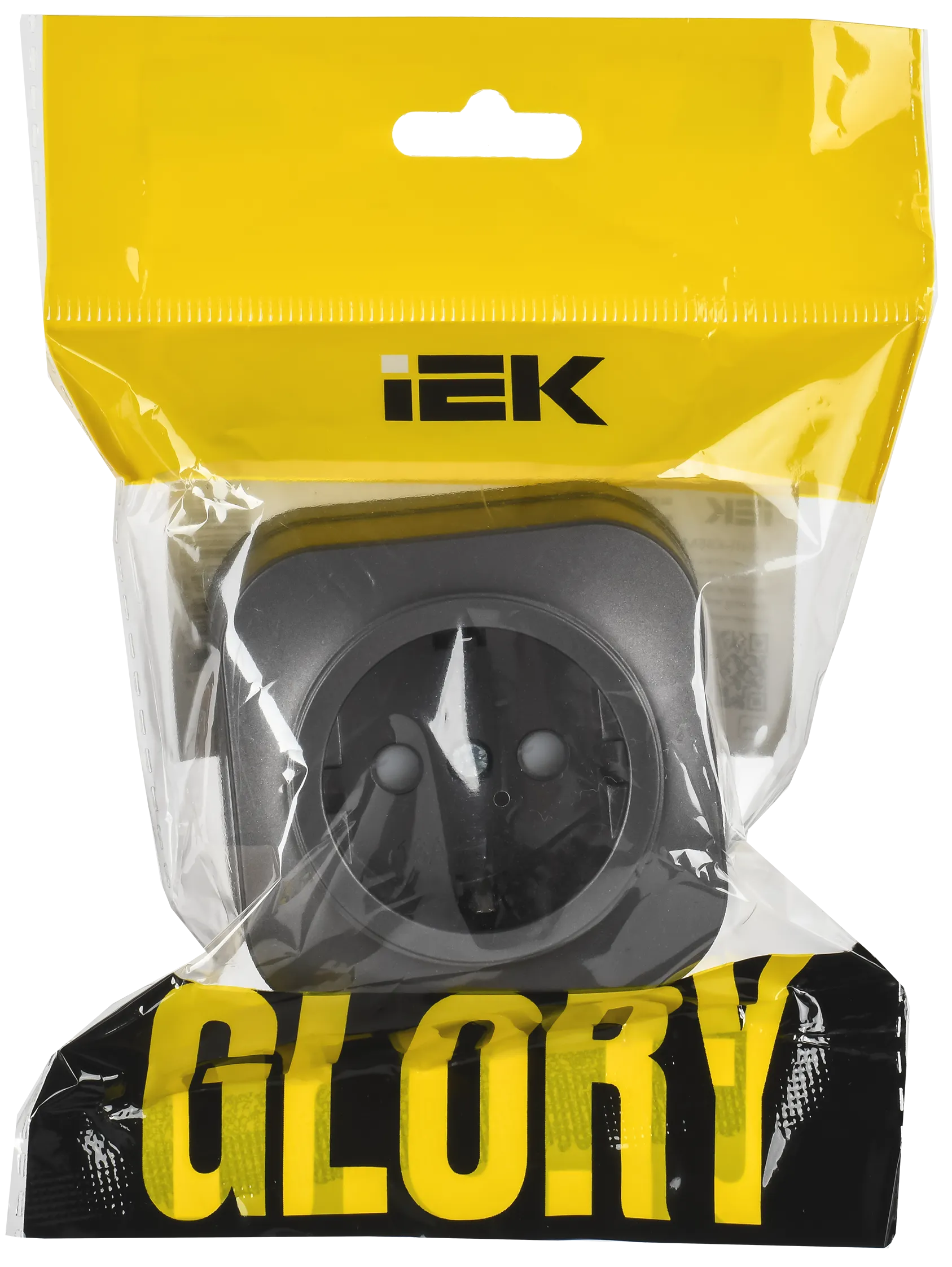 GLORY Розетка 1-местная для открытой установки с заземлением с защитными шторками 16А РСш20-3-ХСм сталь матовый IEK - Фото 2
