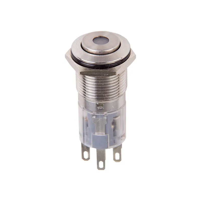 Кнопка антивандальная Ø16 12В(LED) Б/Фикс (5с) OFF-(ON)/ON-(OFF) синяя (A-16-C4) REXANT 36-3254