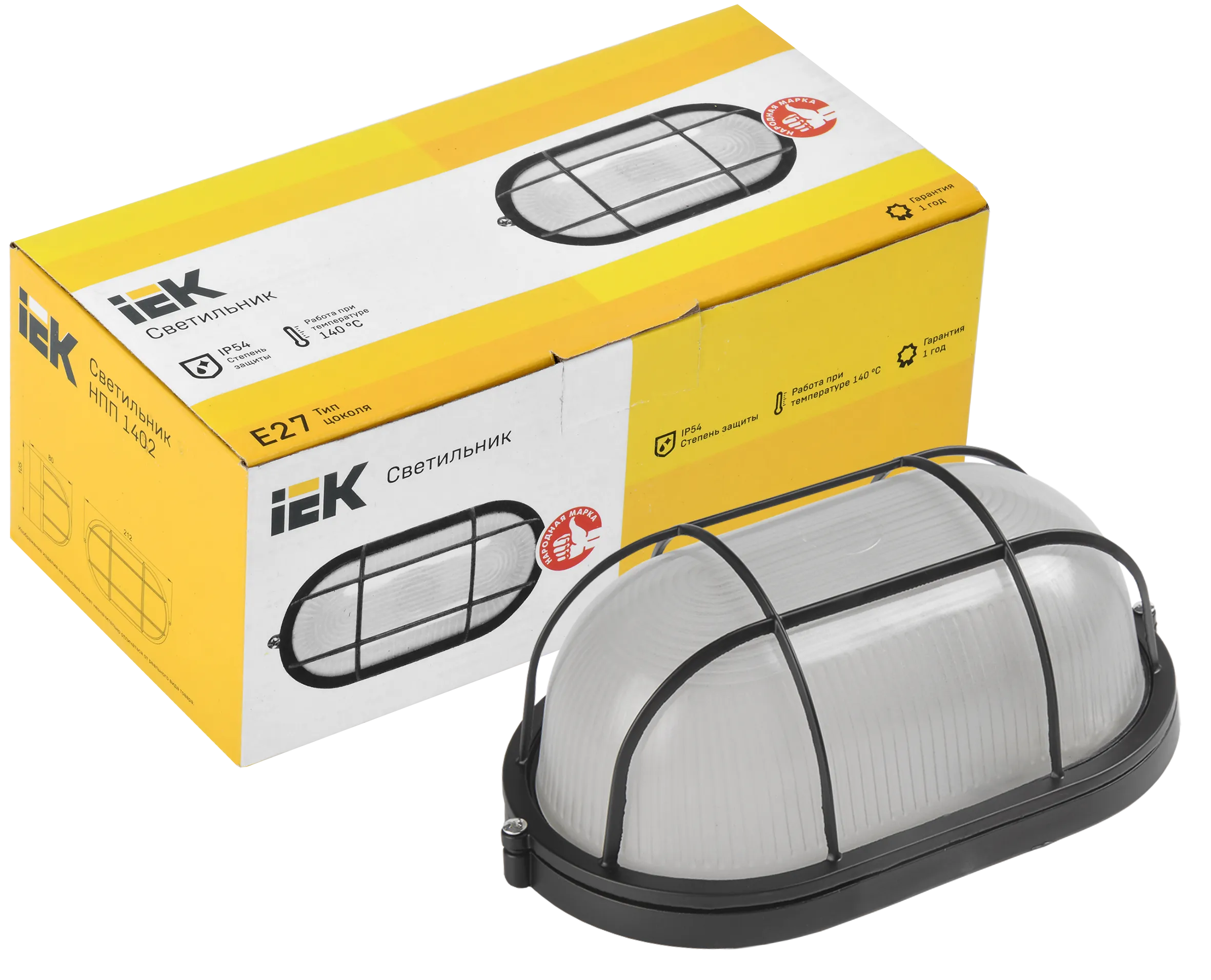 Светильник НПП1402 овал с решеткой 60Вт IP54 черный IEK - Фото 3