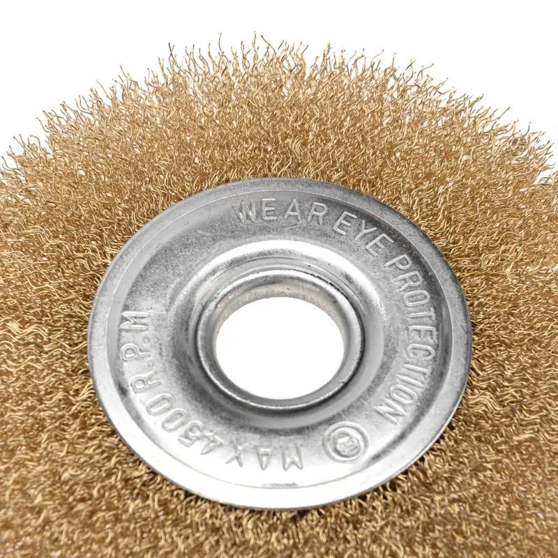 Щетка дисковая для УШМ, витая латунированная проволока, 125мм, отв. 22,23мм KRANZ - Фото 2