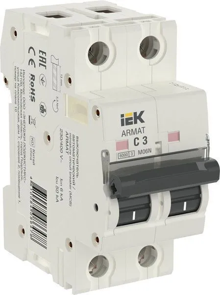 ARMAT Автоматический выключатель M06N 2P C 3А IEK AR-M06N-2-C003