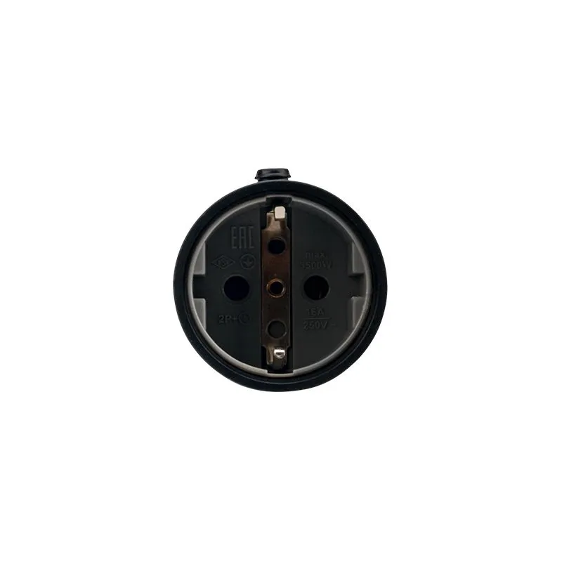 Розетка влагозащищенная переносная 1 гнездо, с/з, 16А, IP20/44 каучук, черная REXANT - Фото 5