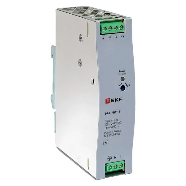 Блок питания на дин рейку 75 Вт, 220 В AC /12 В DC