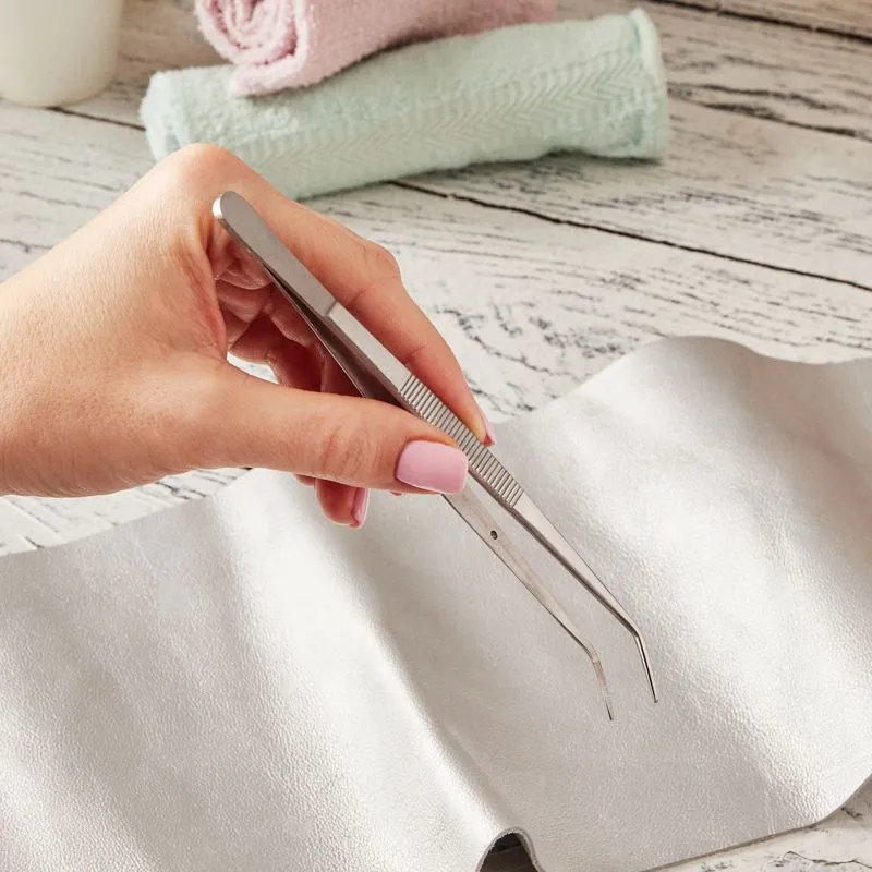 Пинцет изогнутый, узкий, фиксатор, рифленый 155мм ПРОФИ - Фото 4