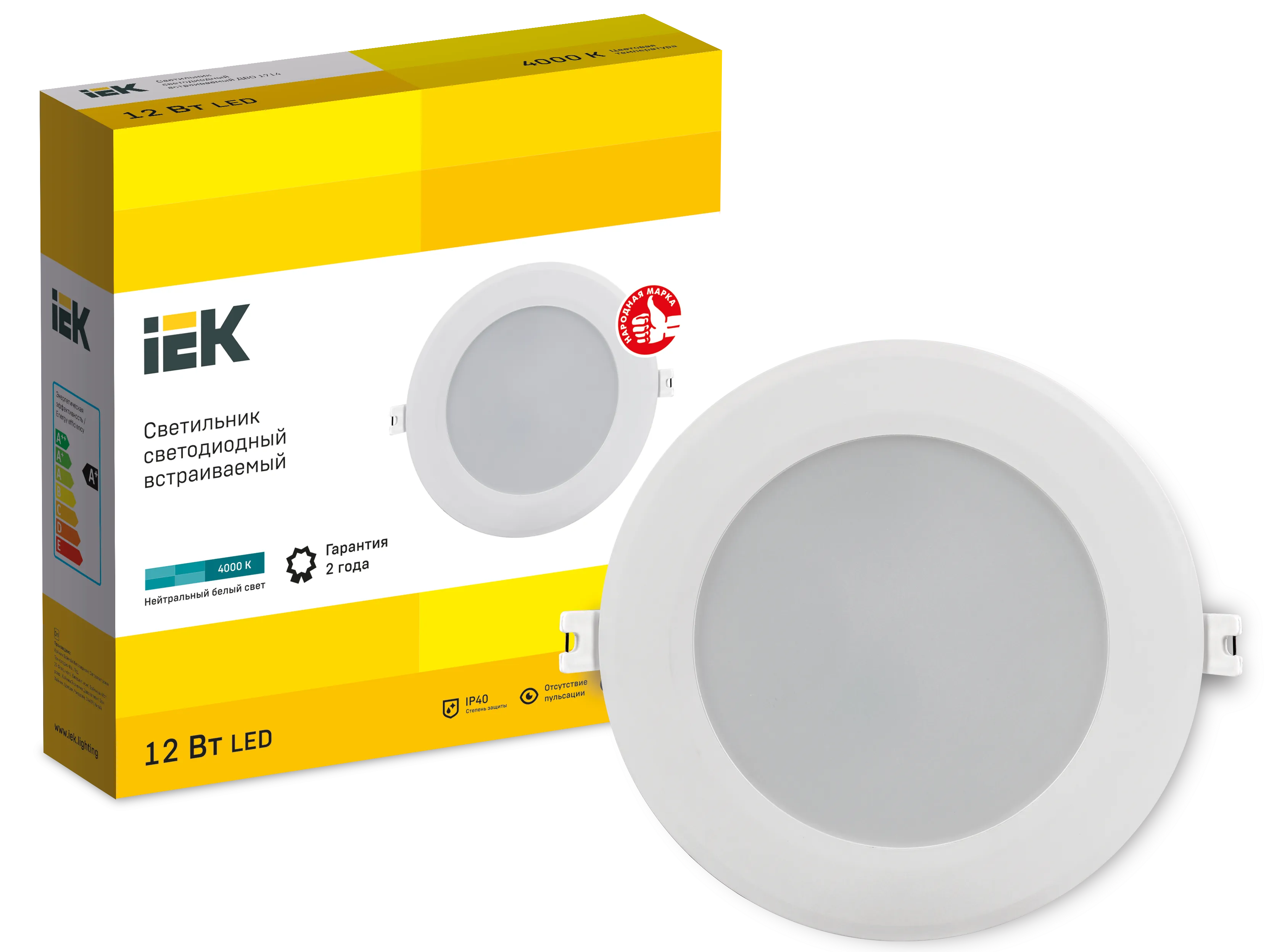 Светильник светодиодный ДВО 1714 белый круг 12Вт 4000К IP40 IEK - Фото 2