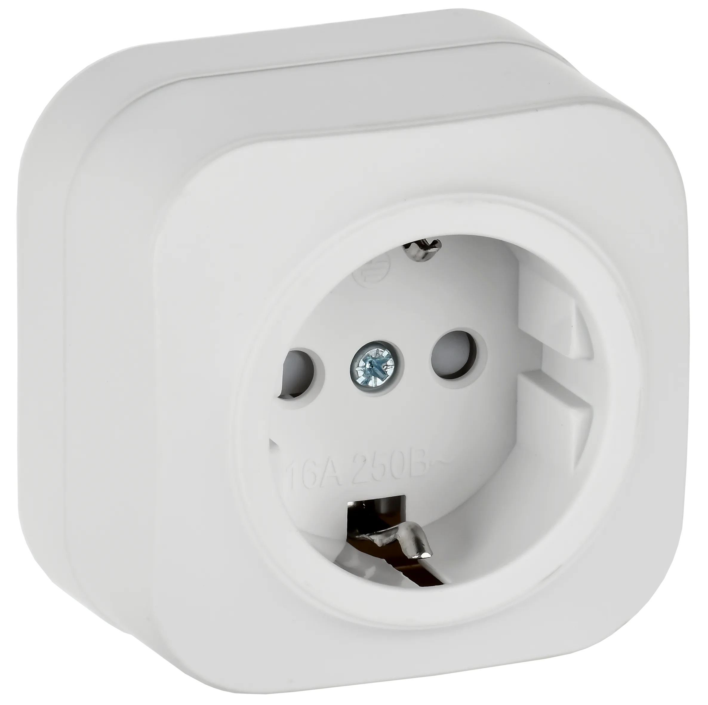 GLORY Розетка 1-местная для открытой установки с заземлением с защитными шторками 16А РСш20-3-ХБм белый матовый IEK ERH14-K01M-16