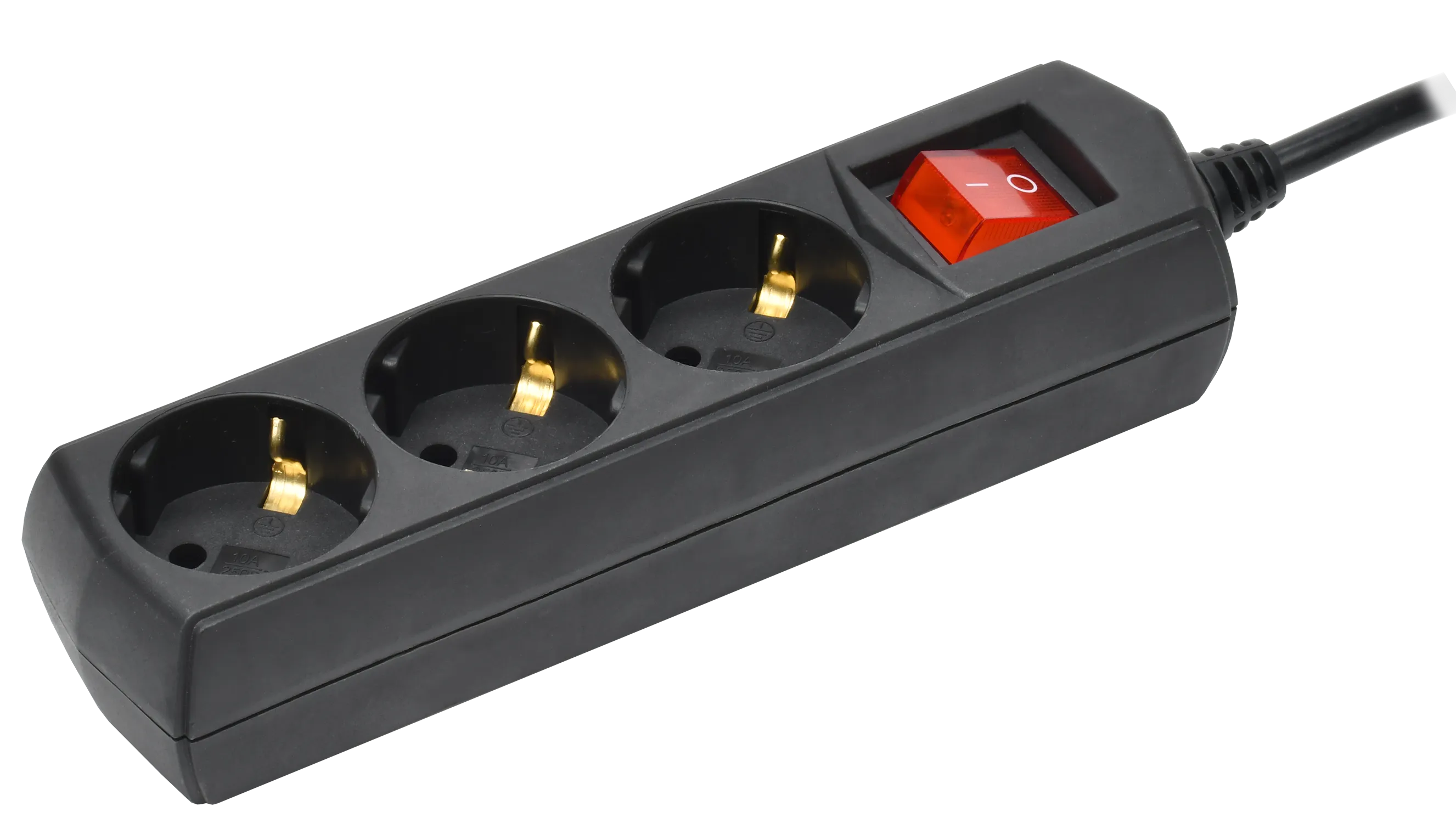 Удлинитель У03В 3 места с заземлением 3м 3х1мм2 10А/250В черный GENERICA WYP10-10-03-03-ZK-K02-G