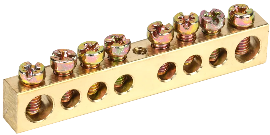 Шина PEN "земля-ноль" 8х12мм 8/1 (8групп/крепеж по центру) IEK