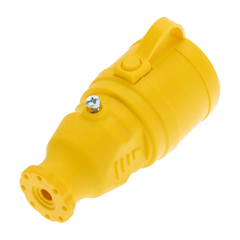 Розетка влагозащищенная переносная с крышкой 1 гнездо, с/з, 16А, IP54, каучук, желтая REXANT - Фото 5