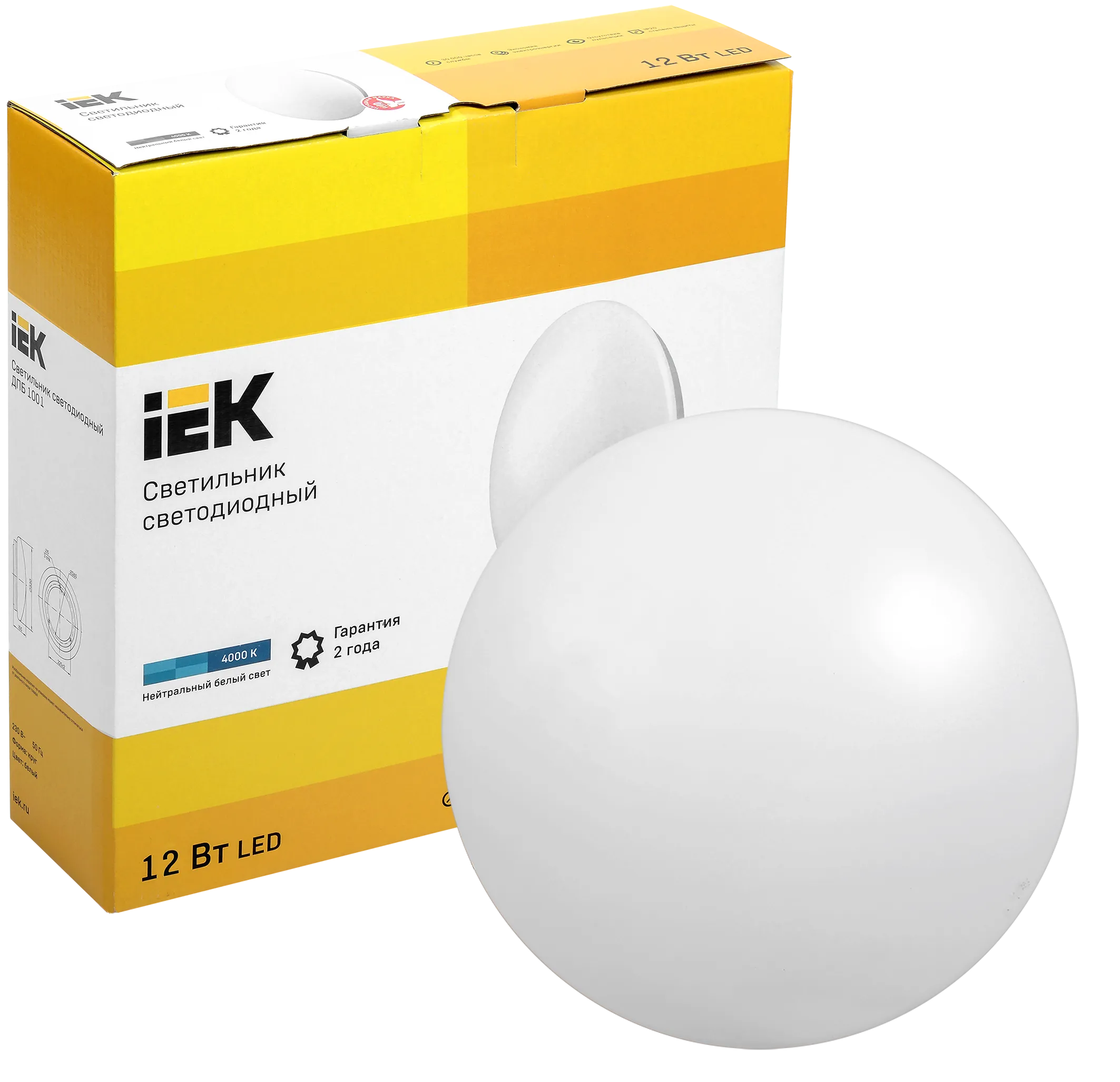 Светильник светодиодный ДПБ 1001 12Вт IP20 4000K круг белый IEK - Фото 3