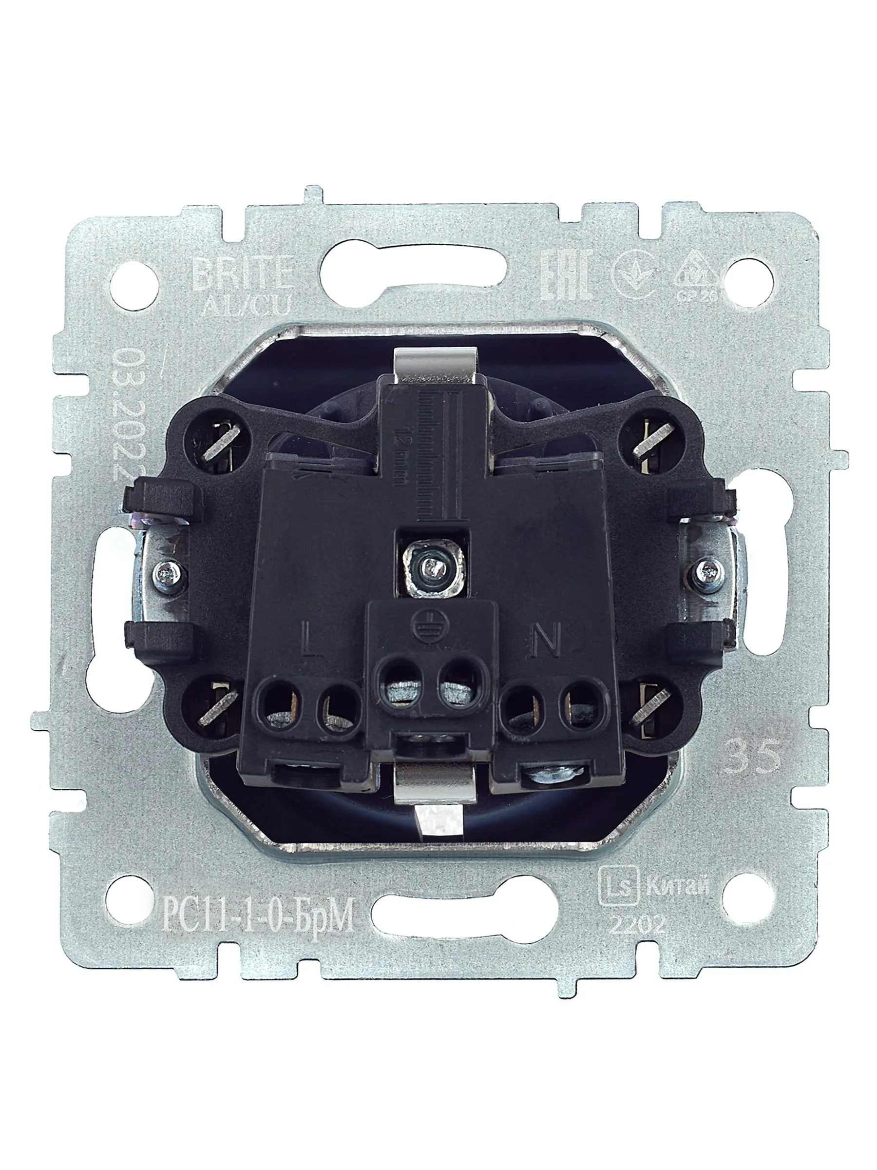 BRITE Розетка 1-местная с заземлением без защитных шторок 16А РС11-1-0-БрМ маренго IEK - Фото 7