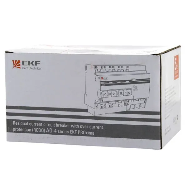 Диф. автомат 4P 63А 30мА тип АС х-ка C эл. 4,5кА АД-4 EKF - Фото 7