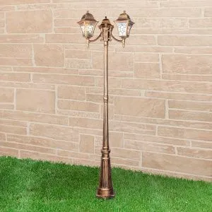 Светильник уличный трехрожковый на столбе IP44 Altair F/3 черное золото Elektrostandard a025024