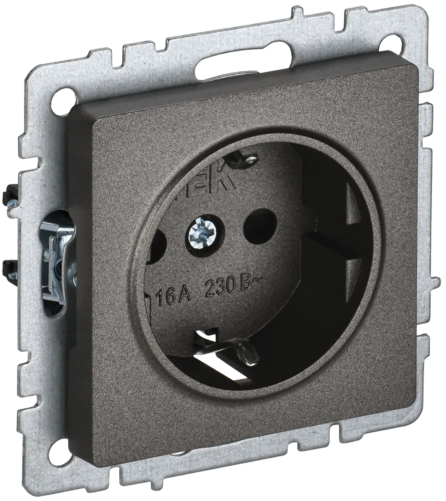 BRITE Розетка 1-местная с заземлением без защитных шторок 16А РС11-1-0-БрТБ темная бронза IEK