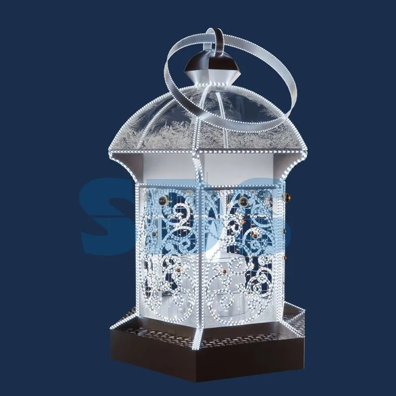 Декоративная 3D фигура Фонарик серебряный 296 см 501-471