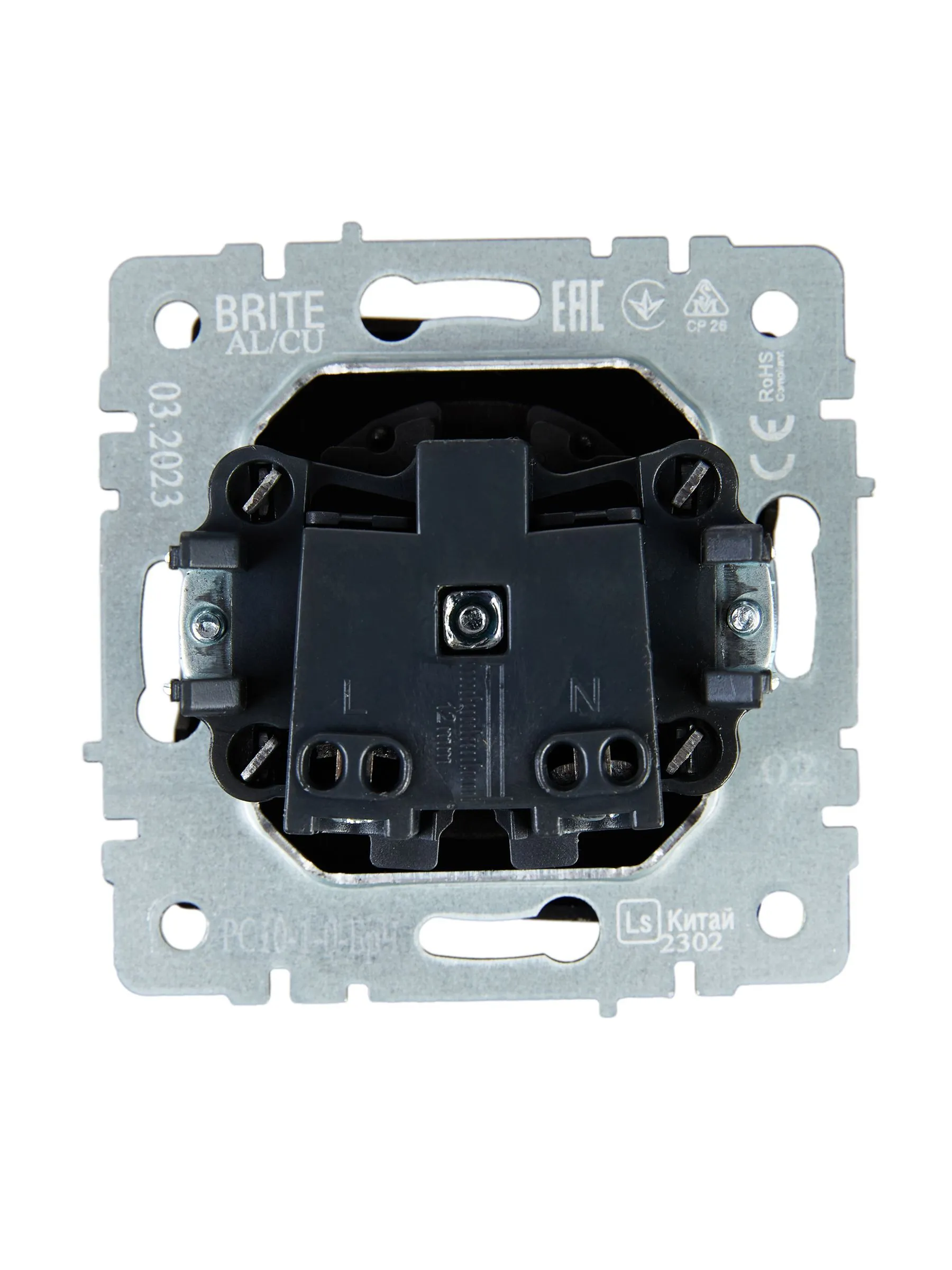 BRITE Розетка 1-местная без заземления без защитных шторок 10А РС10-1-0-БрЧ черный IEK - Фото 2