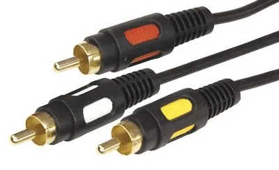 Шнур 3 RCA - 3 RCA, 1,5м, черный, Gold REXANT