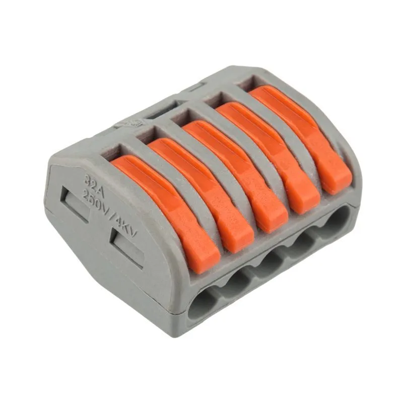 Универсальная клемма СМК 222-415, 5-проводная серая 0,08-2,5/4 мм² (40 шт/уп) REXANT 07-5255-4