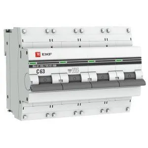 Авт. выкл. 4P 63А (C) 10kA ВА 47-100 EKF PROxima mcb47100-4-63C-pro