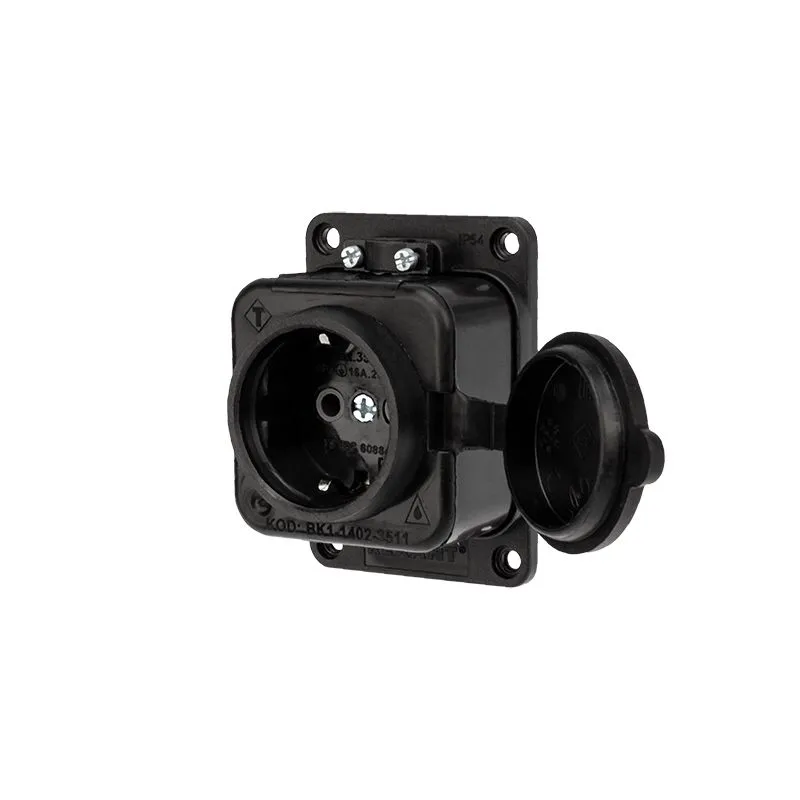 Розетка влагозащищенная с крышкой 1 гнездо, с/з, 16А, IP54, каучук, черная REXANT - Фото 4