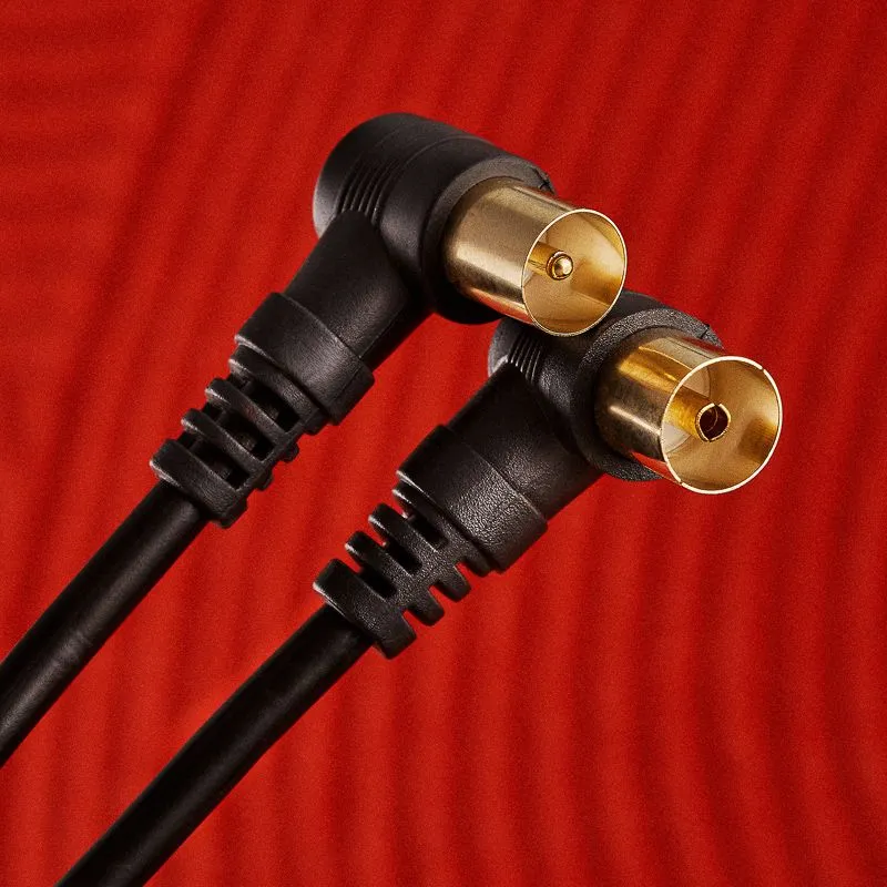 Шнур ТВ гнездо - ТВ штекер, угловой, 1,5м, черный REXANT - Фото 3