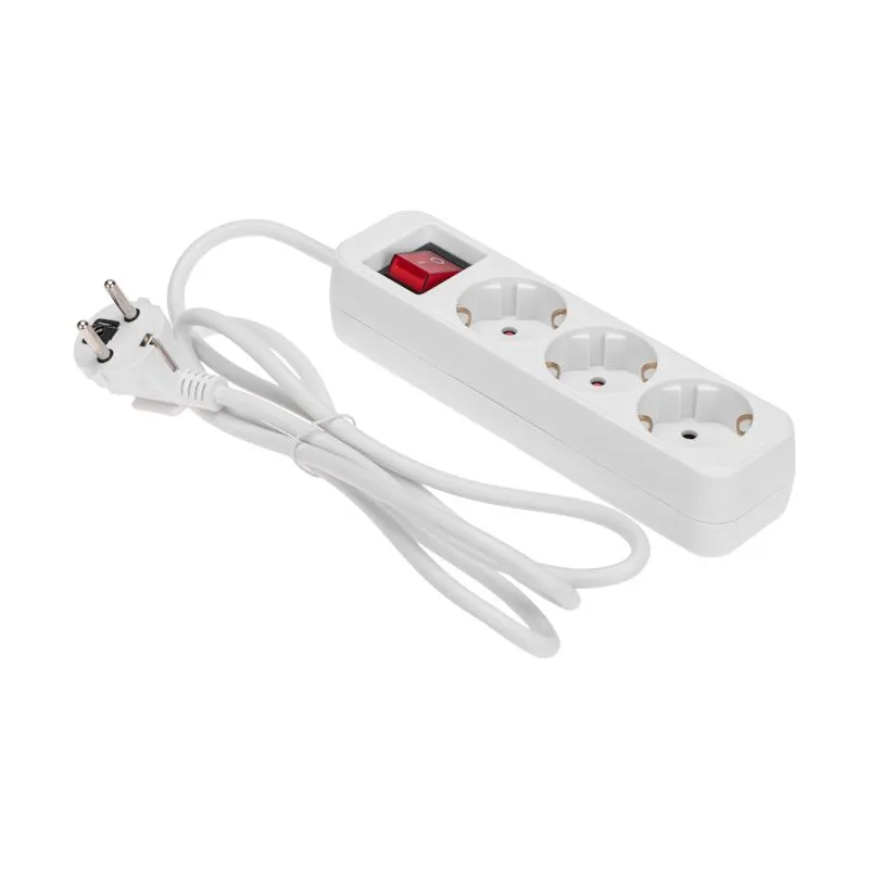 Удлинитель STANDARD 3 гнезда, 1,5м, 3х1,0мм², с/з, с выключателем, белый REXANT - Фото 2