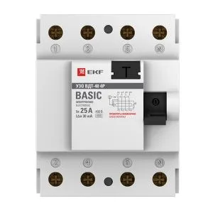 УЗО 4P 25А 30мА тип АС эл. Basic