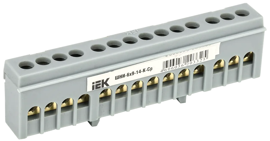 Шина L "фаза" в корпусном изоляторе на DIN-рейку ШНИ-6х9-14-К-Ср IEK