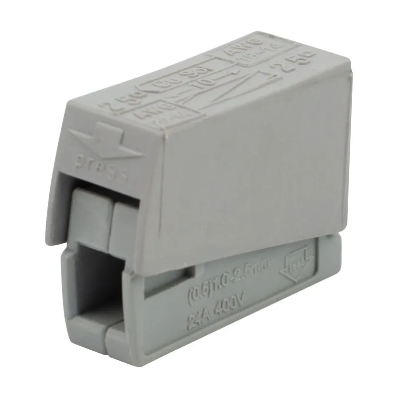 Строительно-монтажная клемма СМК 224-101 для светильника на 1 проводник (0,2-2,5)/(0,14-2,5) мм², серая (100 шт./уп.) REXANT 07-2401