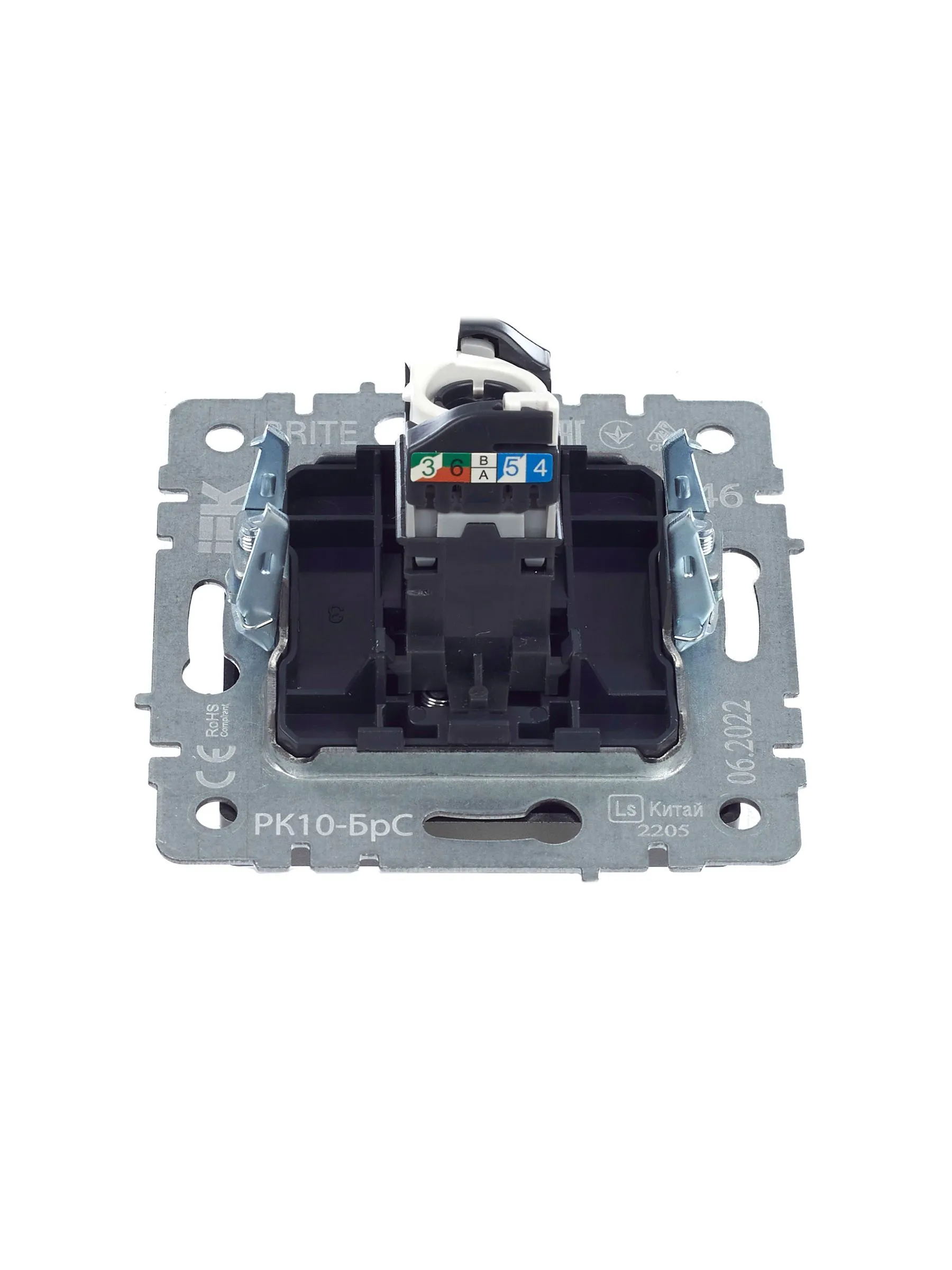 BRITE Розетка компьютерная RJ45 кат.5E РК10-БрС сталь IEK - Фото 3