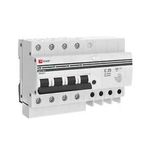 Диф. автомат 4P 25А 30мА тип АС х-ка C эл. 6кА АД-4 EKF DA4-6-25-30-pro