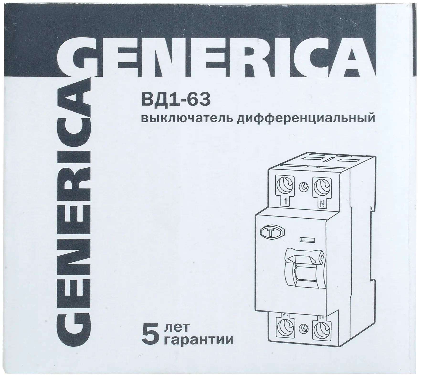 Выключатель дифференциальный (УЗО) ВД1-63 2Р 25А 30мА GENERICA - Фото 2