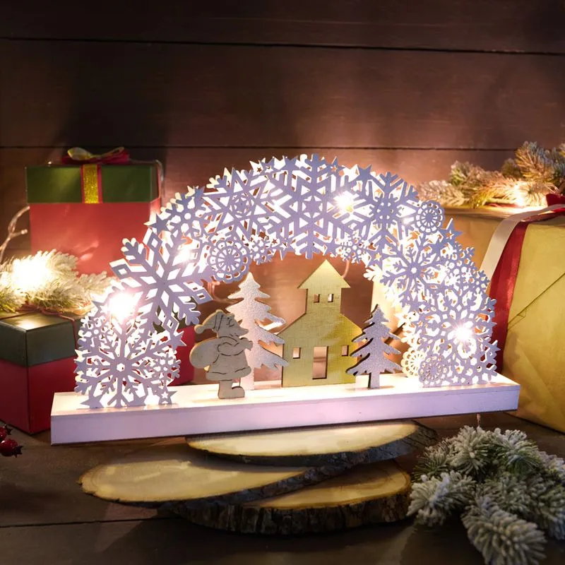 Деревянная фигурка с подсветкой Рождественская сказка 44,5x6x24 см - Фото 2