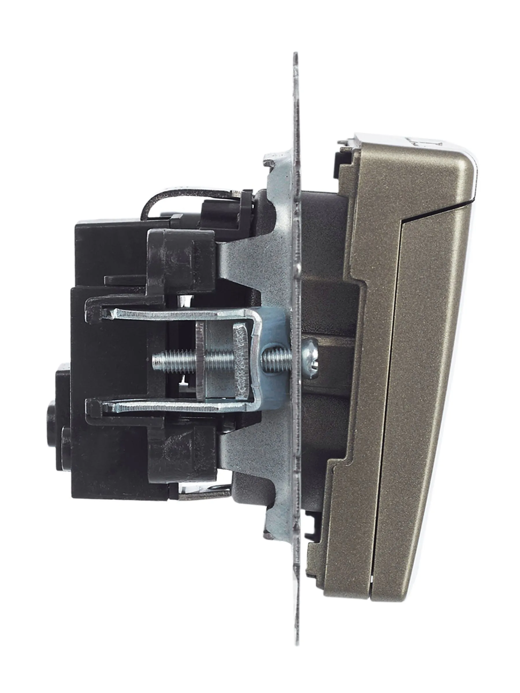 BRITE Розетка 1-местная с заземлением с защитными шторками и крышкой 16А IP20 РСбш10-3-БрШ шампань IEK - Фото 9