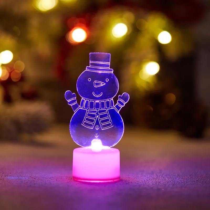 Фигура светодиодная на подставке Снеговик с шарфом 2D, RGB 501-053