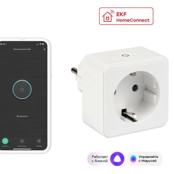 Умная розетка EKF Сonnect Wi-Fi бел.