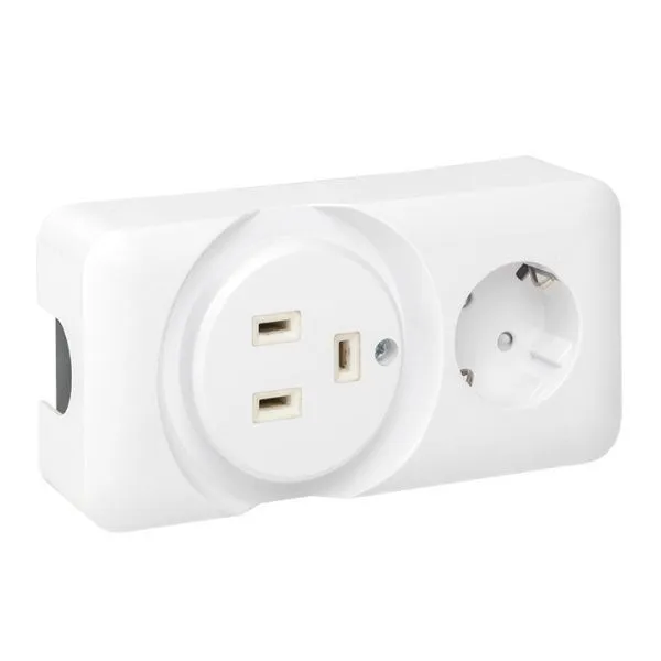 Розетка двойная (РШ/евро) 32А/16A 250В 2P+PE бел. EKF