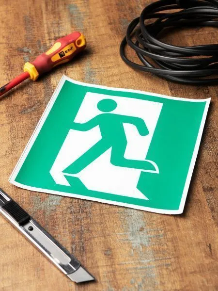 Знак наклейка E01-01 "Выход здесь" (левосторонний) (200х200) EKF - Фото 4