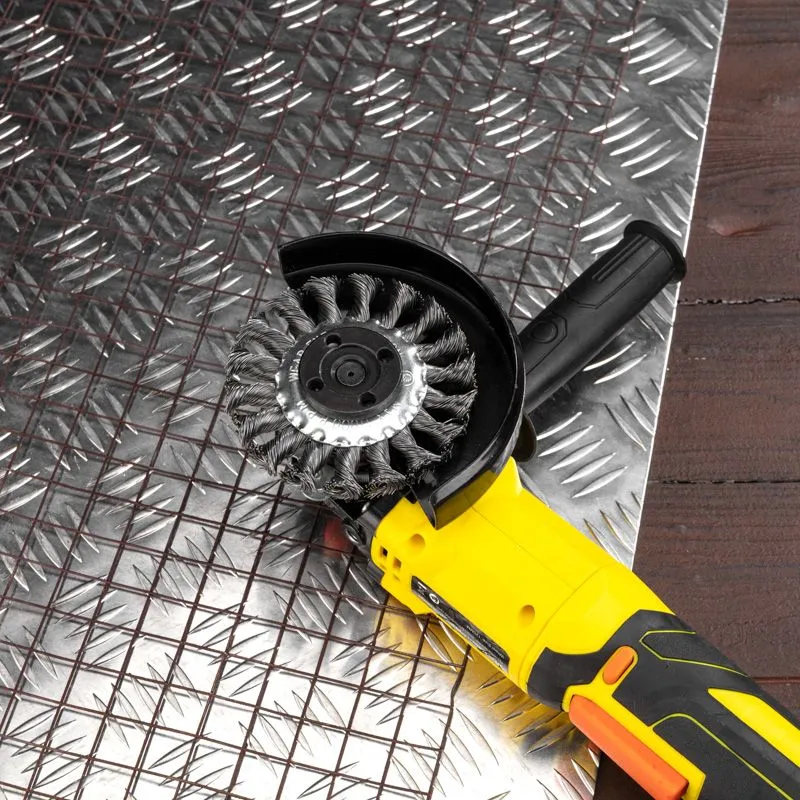 Щетка дисковая для УШМ, крученая стальная проволока, 100мм, отв. 22,23мм KRANZ - Фото 4